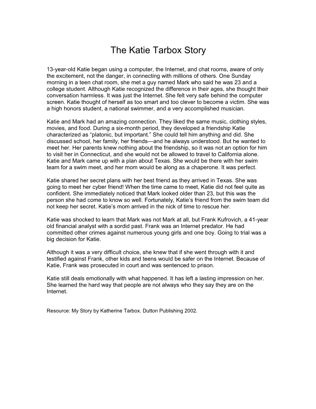 The Katie Tarbox Story
