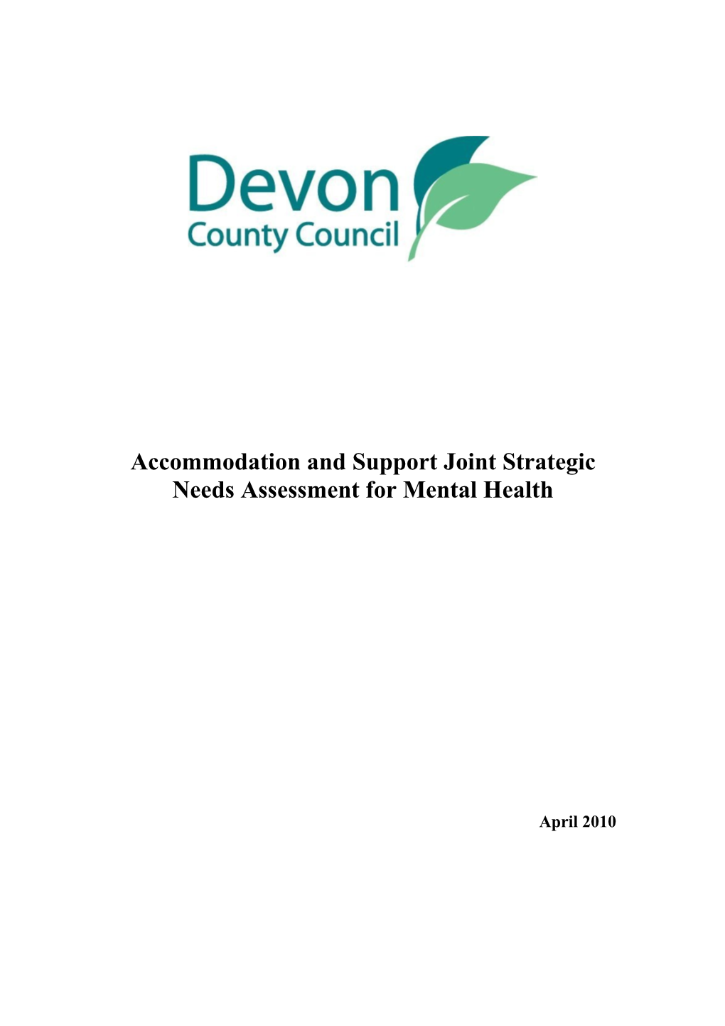 Devon Accommodation and Support JSNA for Mental Health