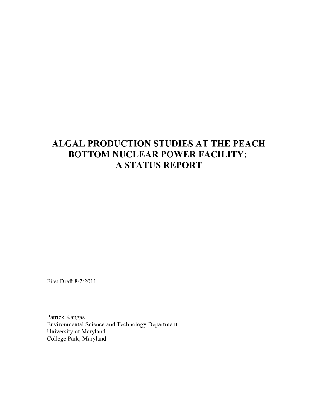 Algal Production Studies at the Peach Bottom Nuclear Power Facility