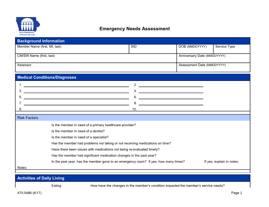 470-5486 Emergency Needs Assessment