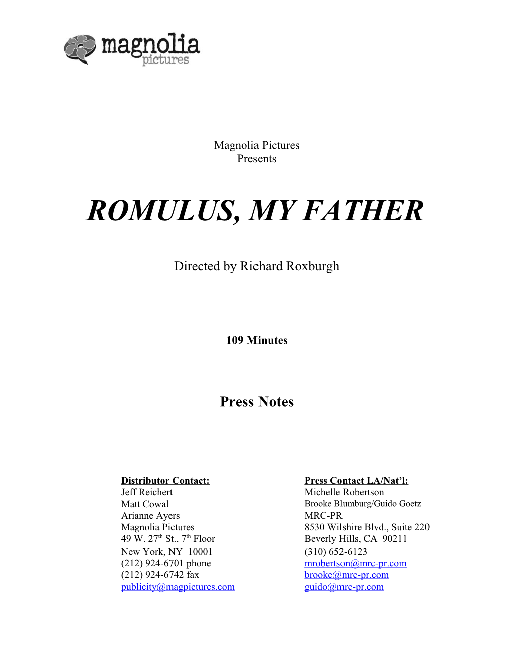 Romulus, My Father