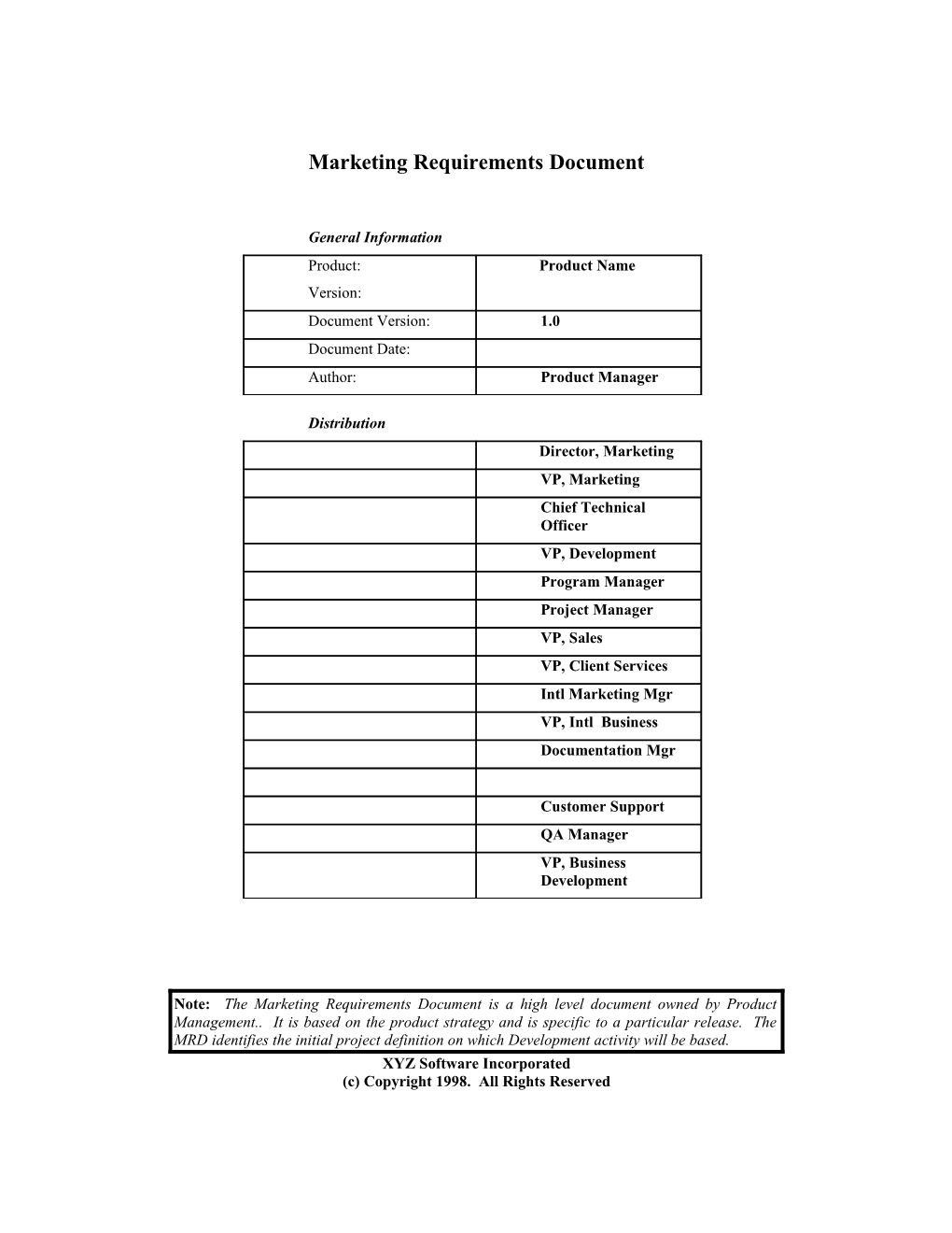 Marketing Requirements Document