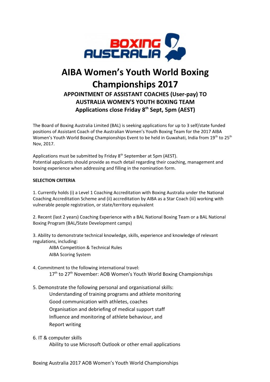 AIBA Women S Youth World Boxing Championships 2017