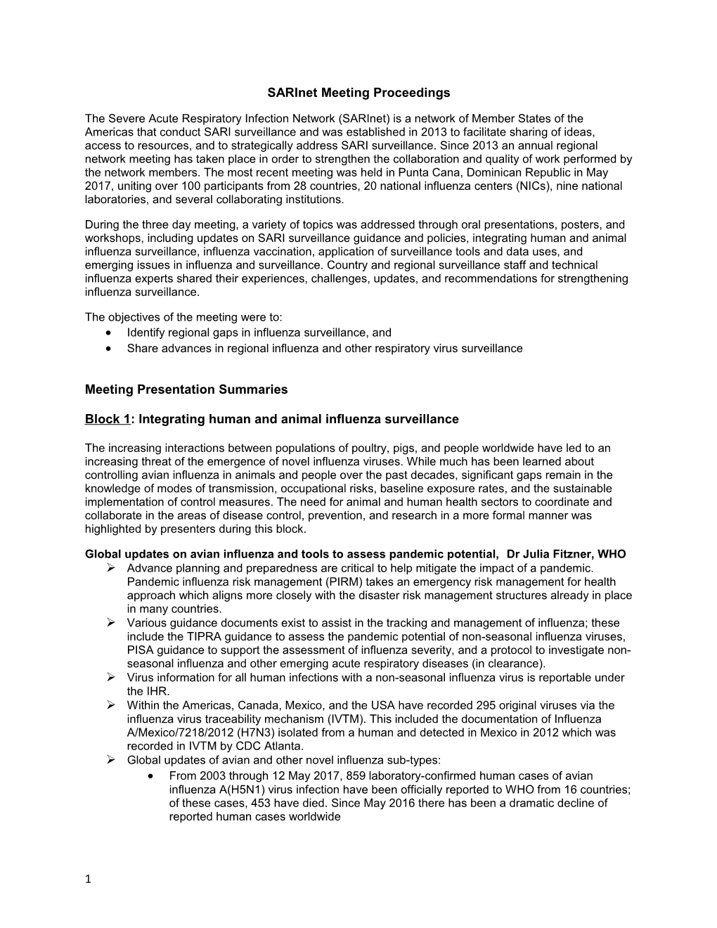 Sarinet Meeting Proceedings