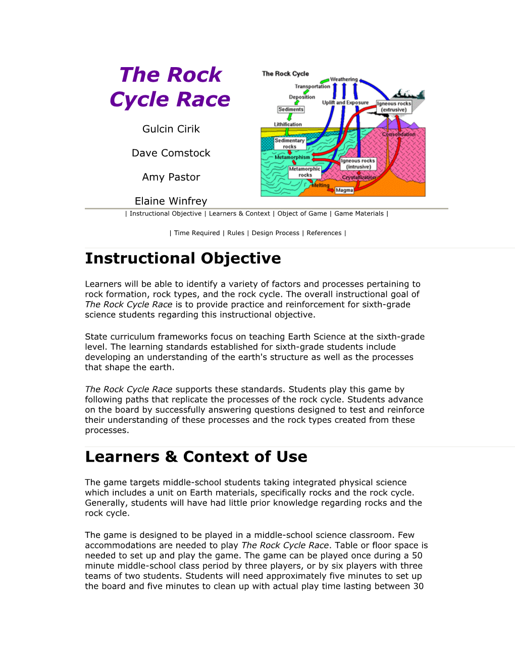 The Rock Cycle Race