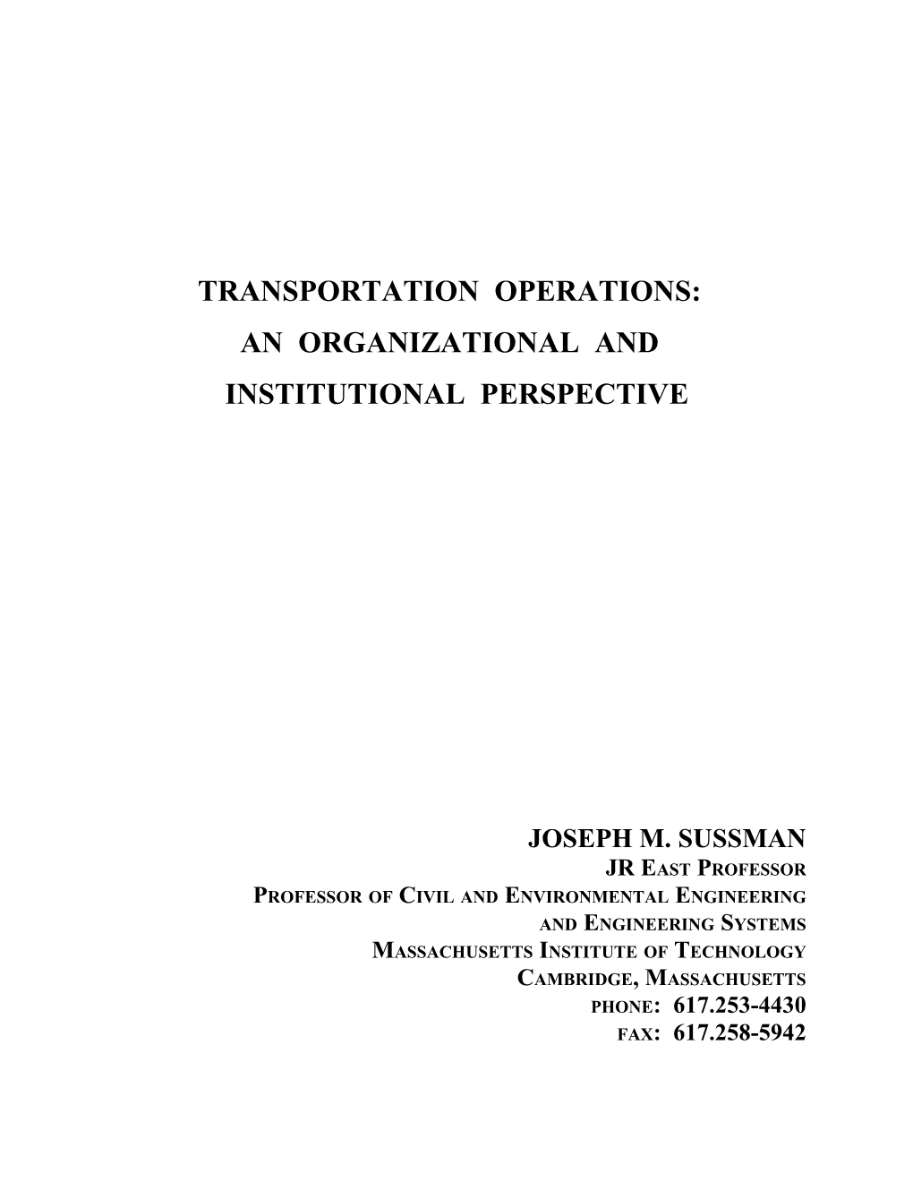 Transportation Operations