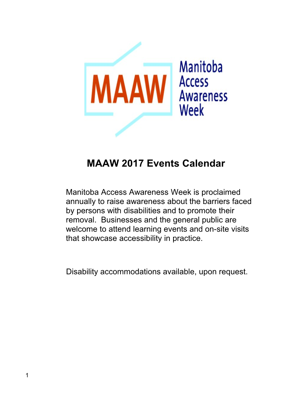 MAAW 2017 Events Calendar