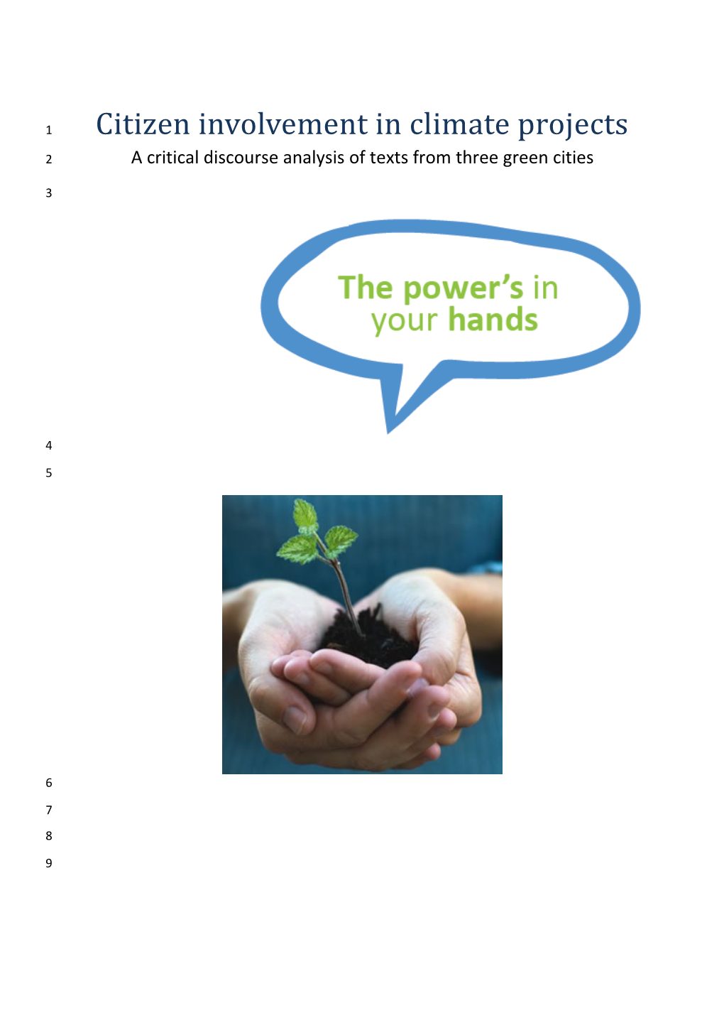 Citizen Involvement in Climate Projects a Critical Discourse Analysis of Texts from Three