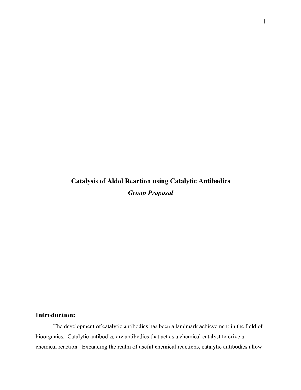 Catalysis of Aldol Reaction Using Catalytic Antibodies