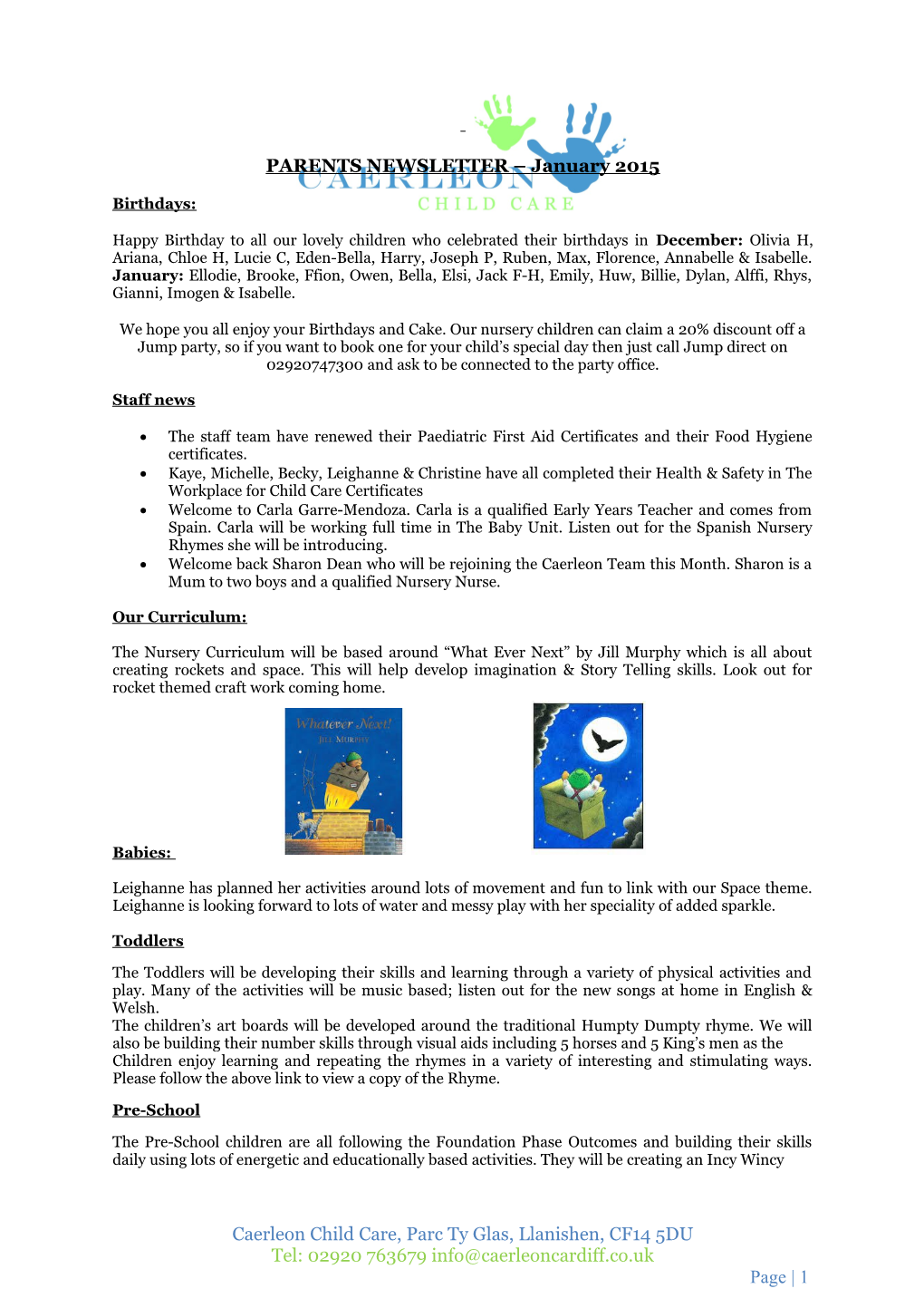 PARENTS NEWSLETTER January 2015
