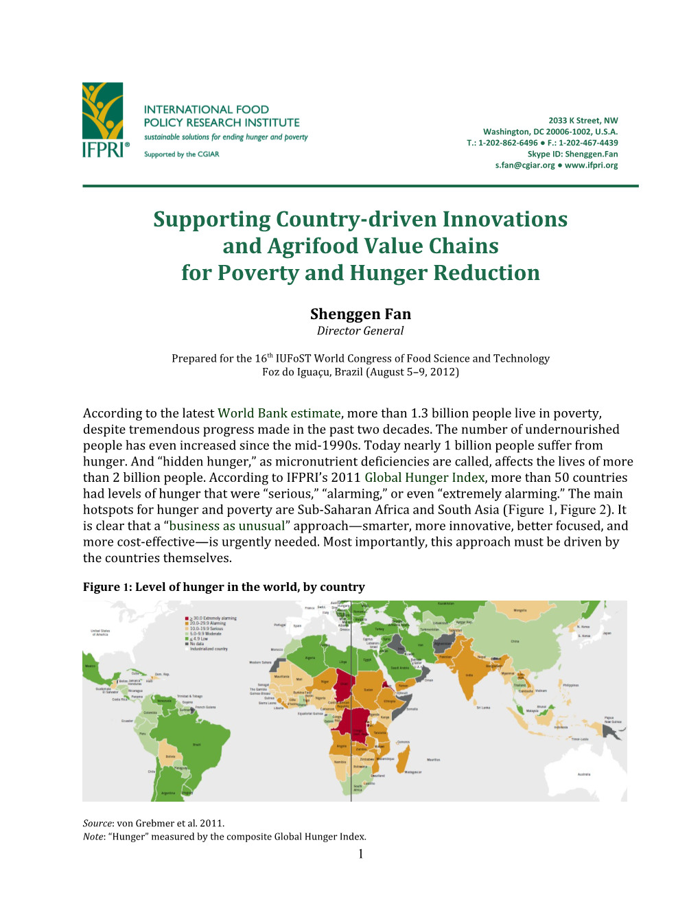 Supporting Country-Driven Innovations Andagrifood Value Chains Forpovertyandhungerreduction