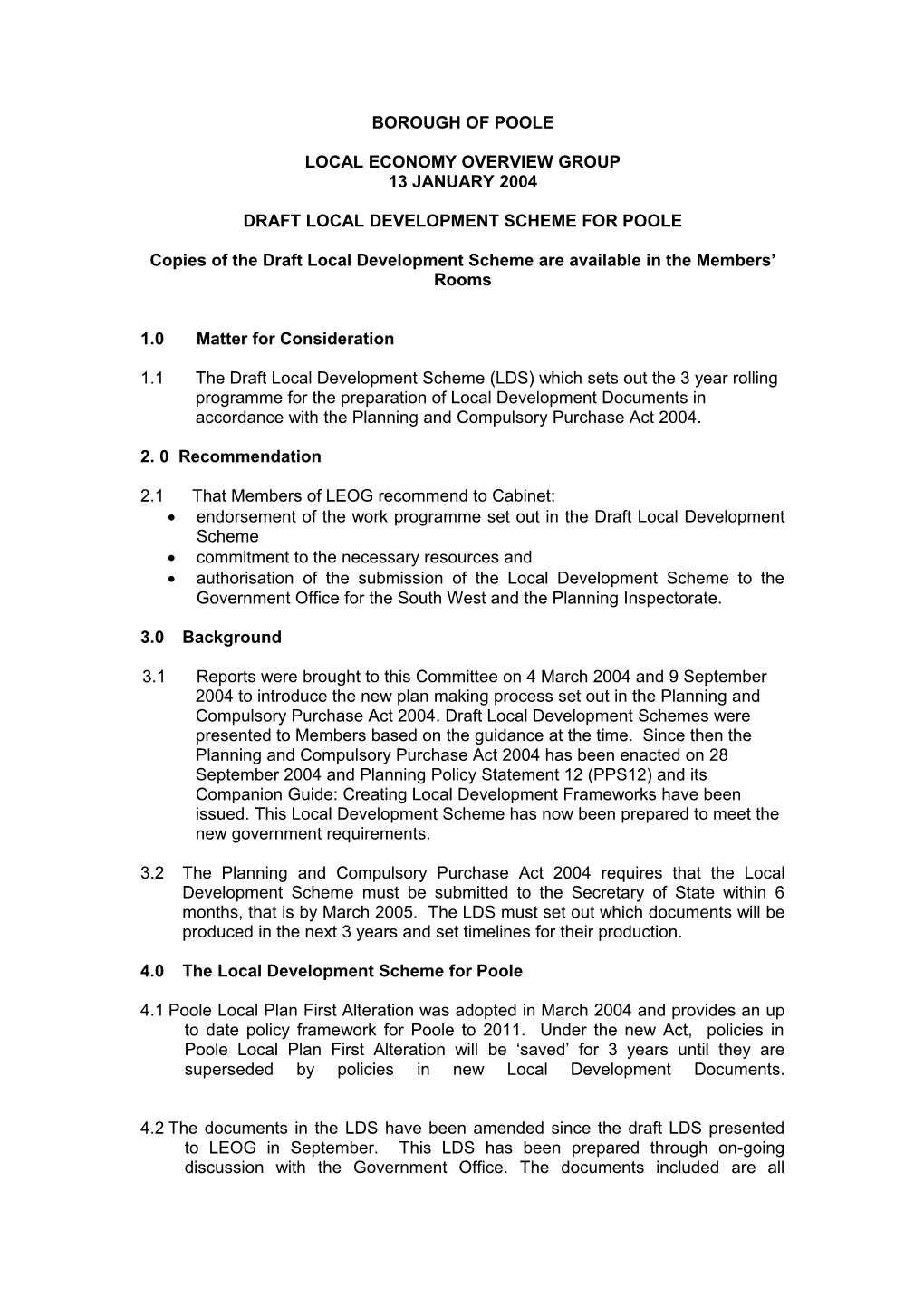 Draft Local Development Scheme for Poole