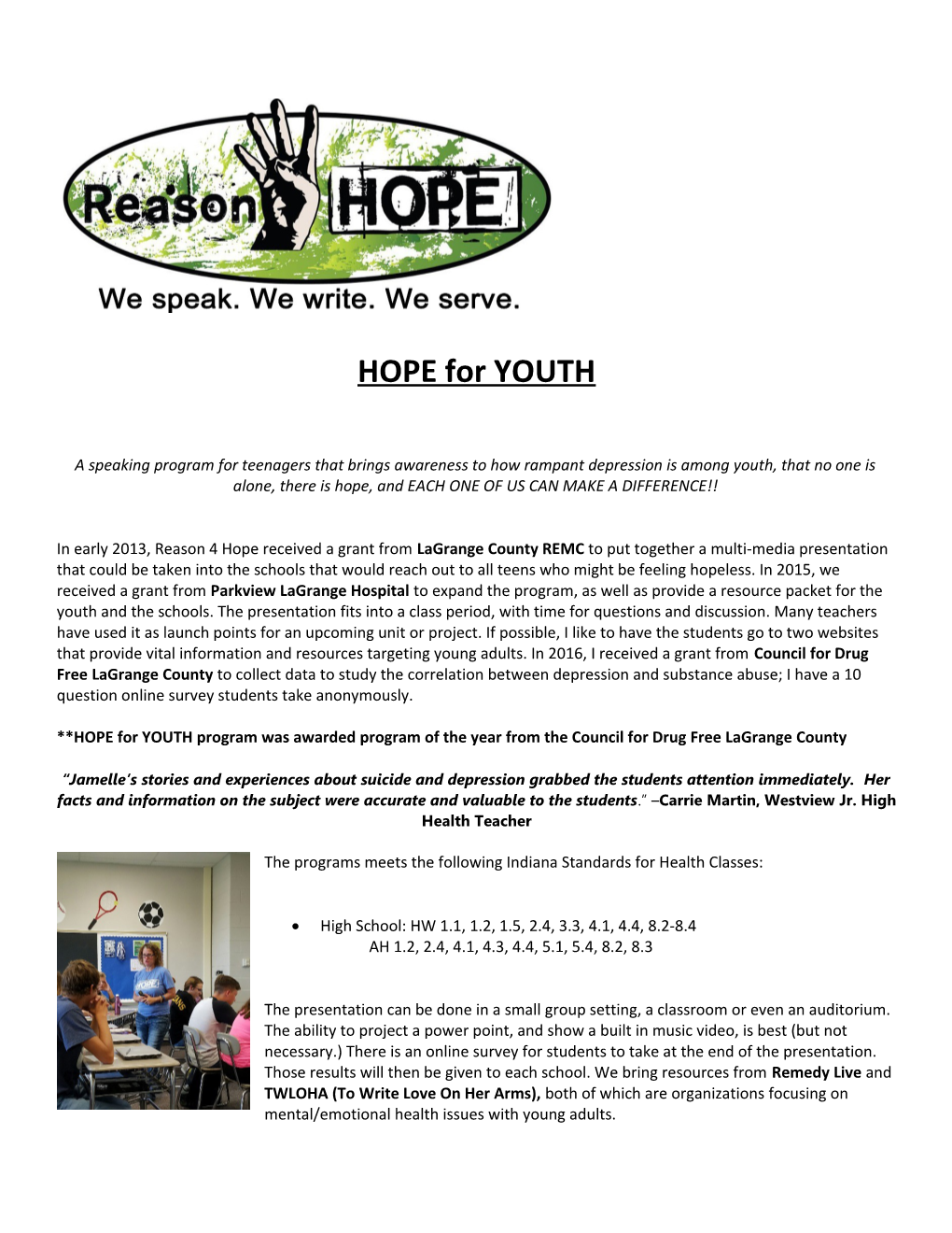HOPE for YOUTH