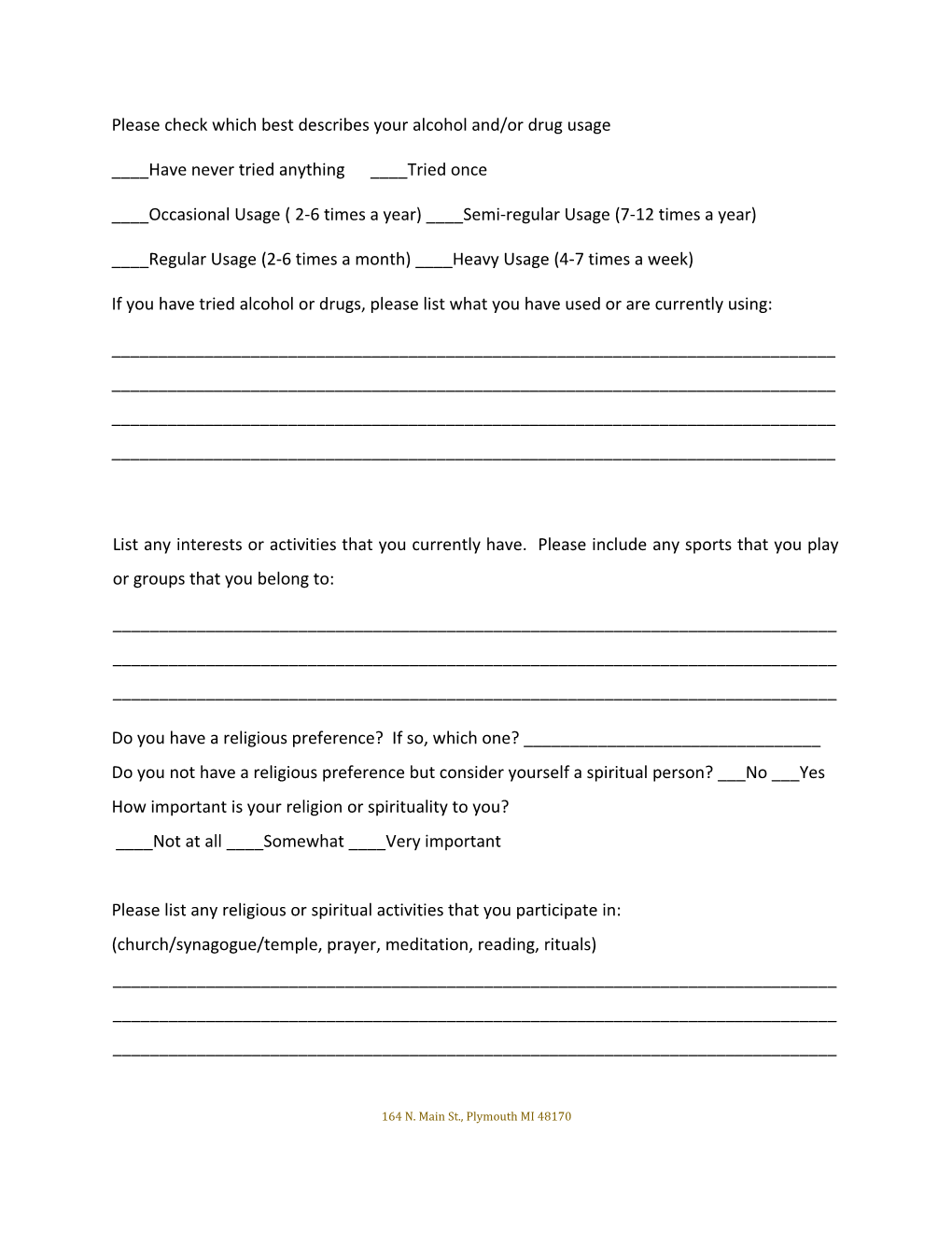 Adolescent Self-Report Form