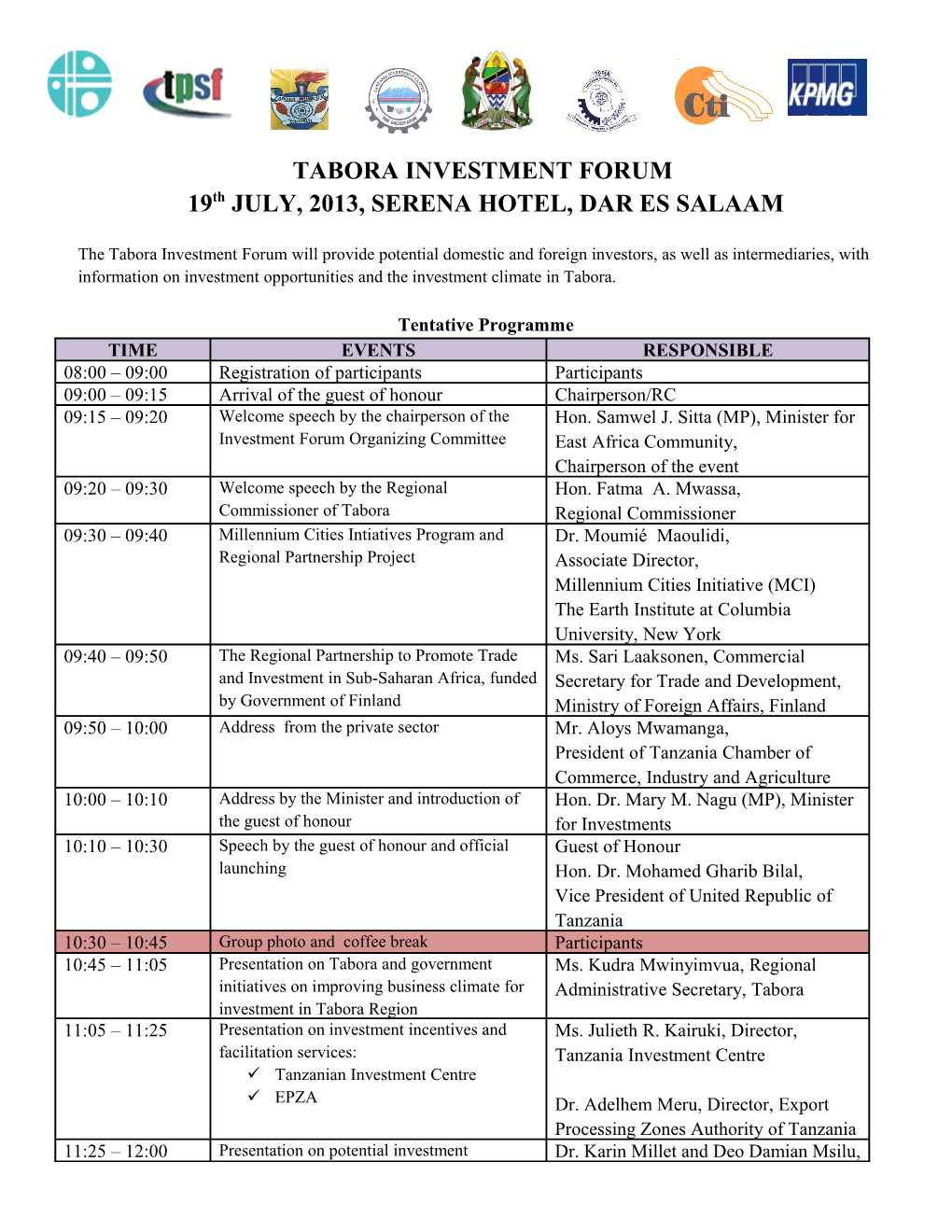 Tabora Investment Forum