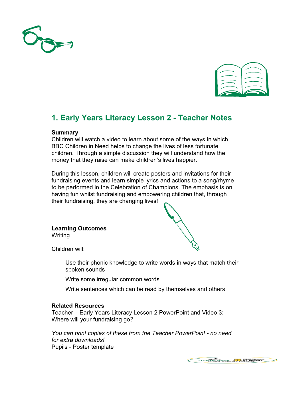 Early Years Literacy Lesson 2 - Teacher Notes
