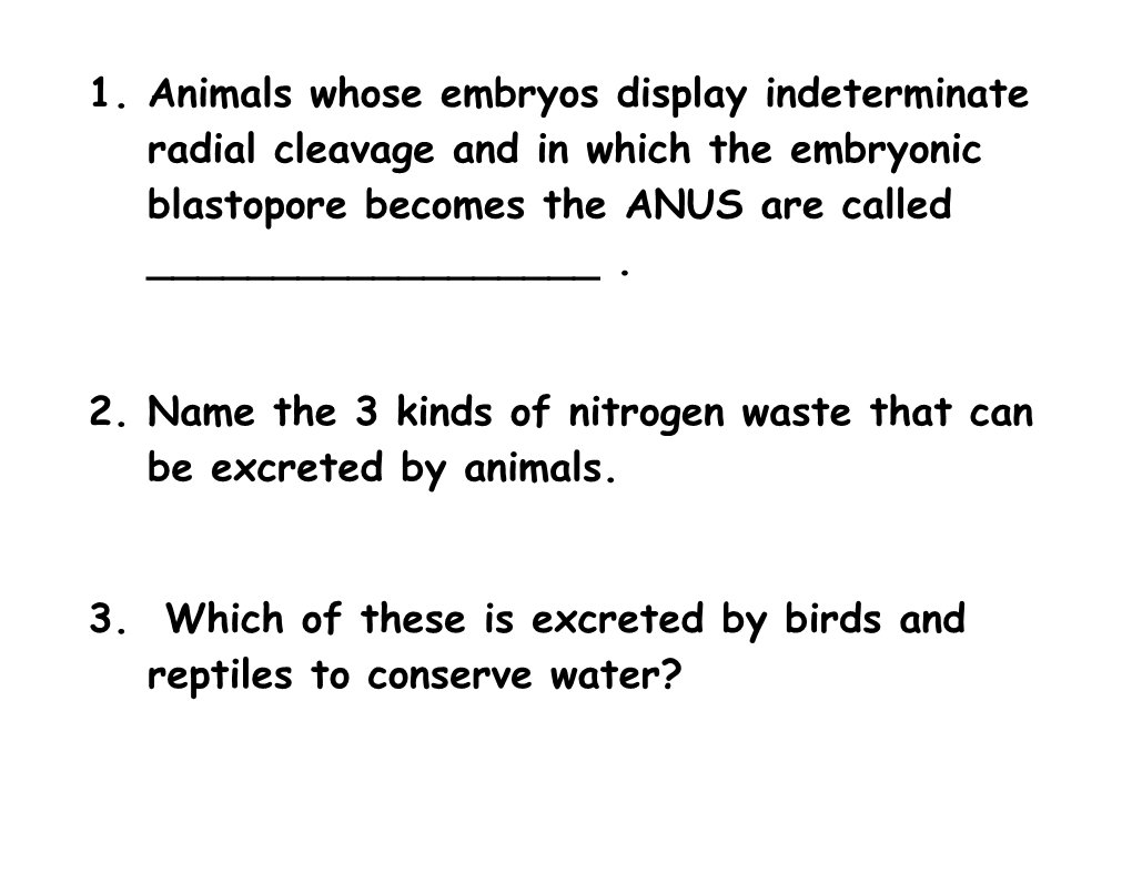 4. Match the Type of Coelom with the Organism in Which It Is Found