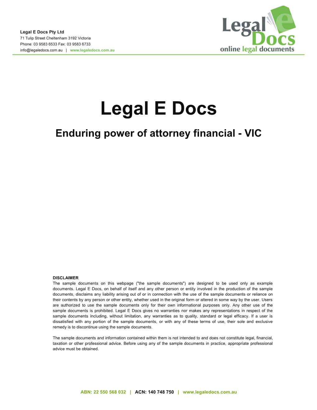 Enduring Power of Attorney (Financial)