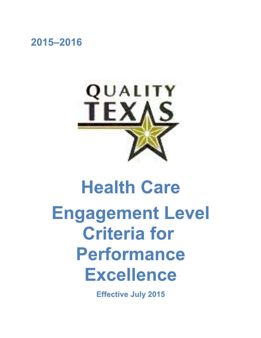 Engagement Level Criteria for Performance Excellence