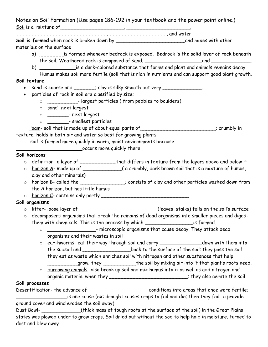 Notes on Soil Formation