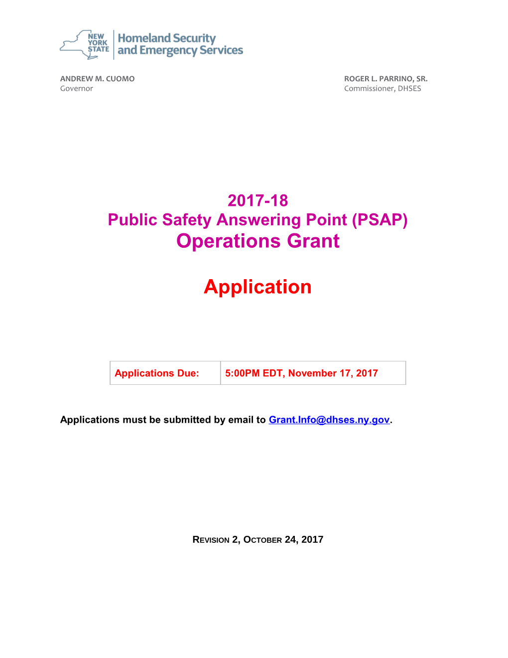 Public Safety Answering Point (PSAP) Operations Grant