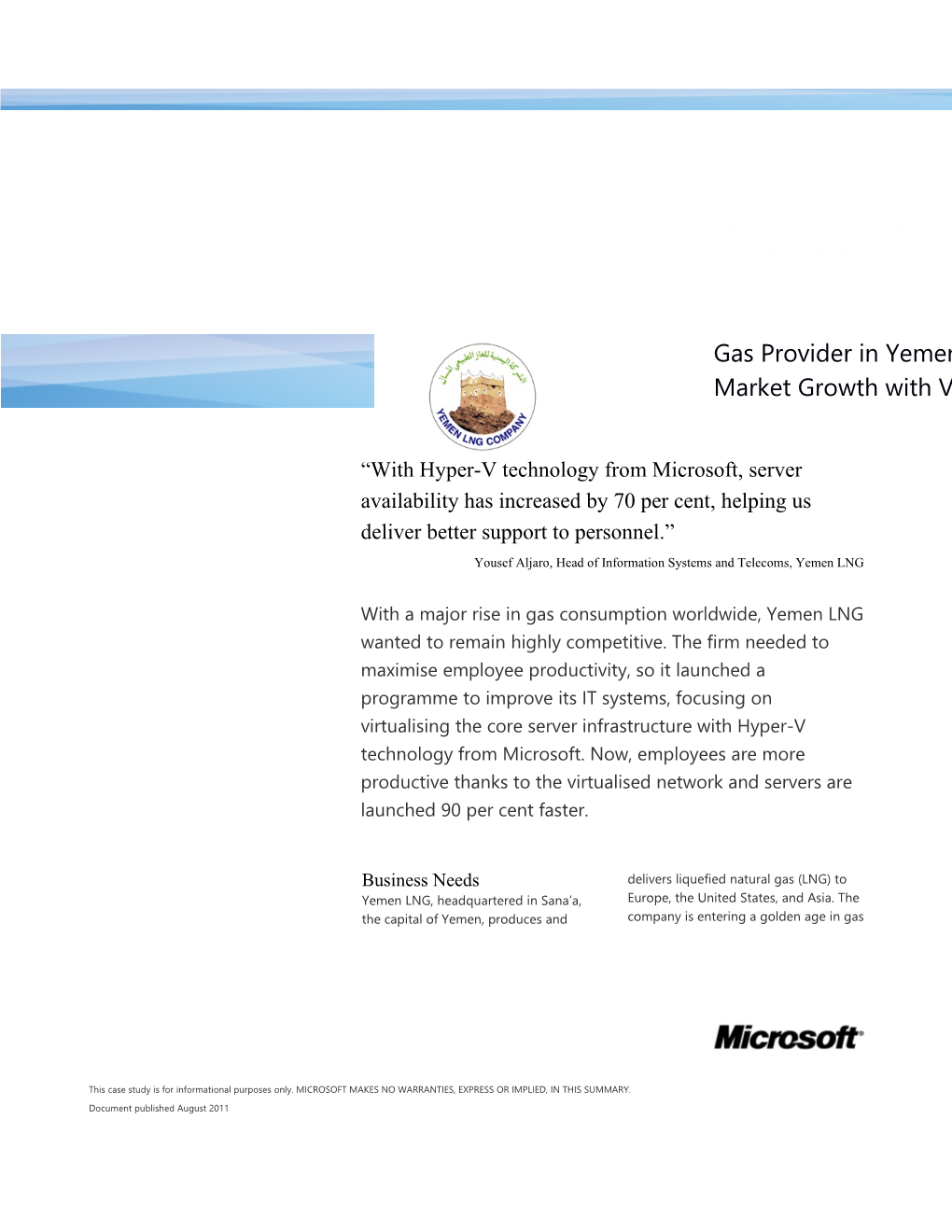 Writeimage CSB Gas Provider in Yemen Meets Substantial Market Growth with Virtualisation