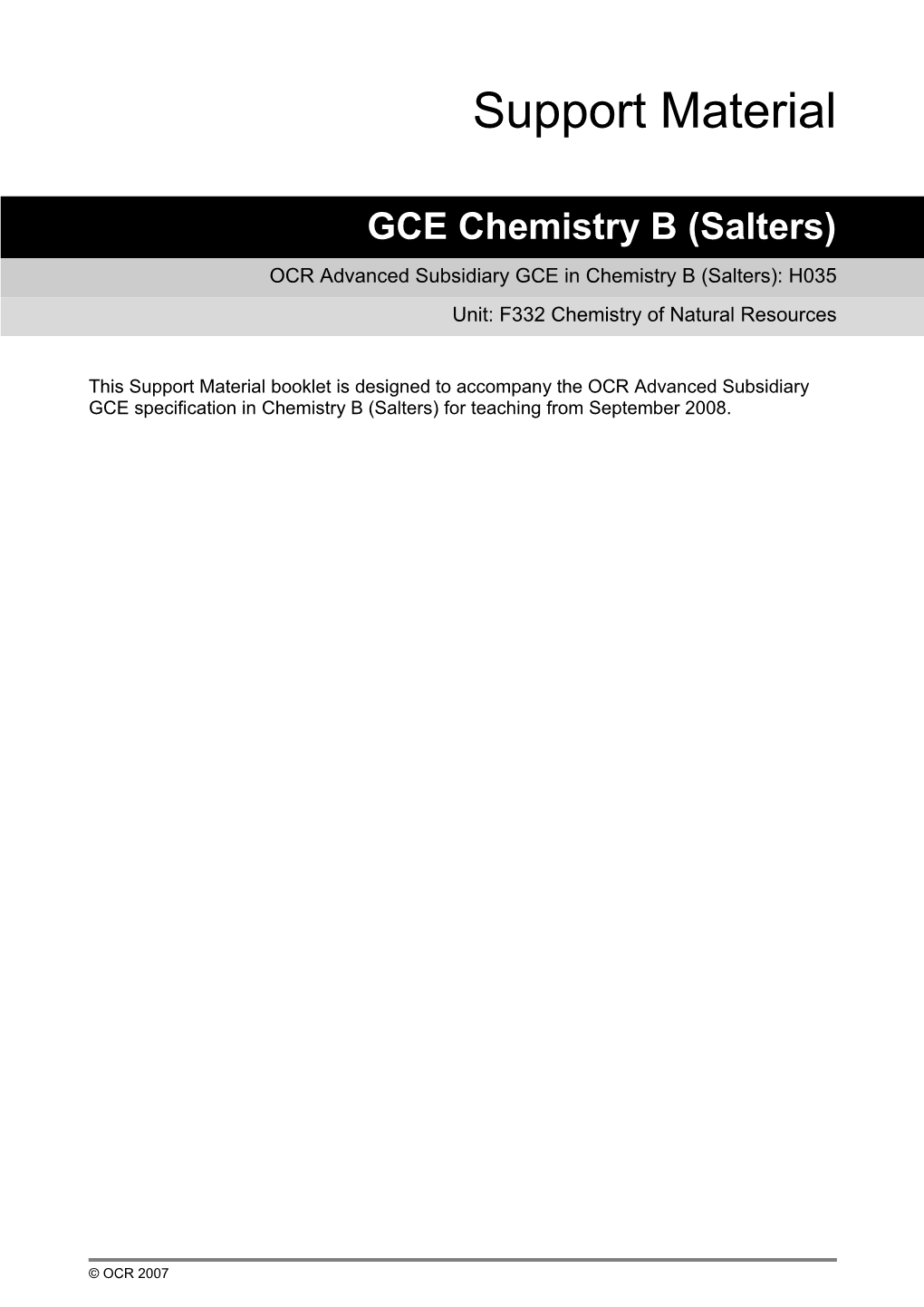 GCE Chemistry B (Salters)