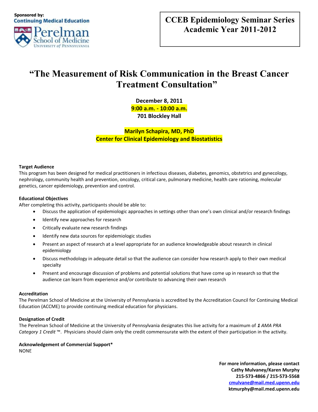 The Measurement of Risk Communication in the Breast Cancer Treatment Consultation