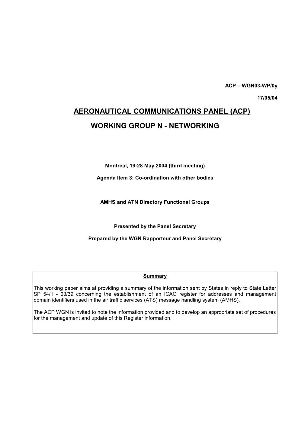 AMHS and ATN Directory Functional Groups