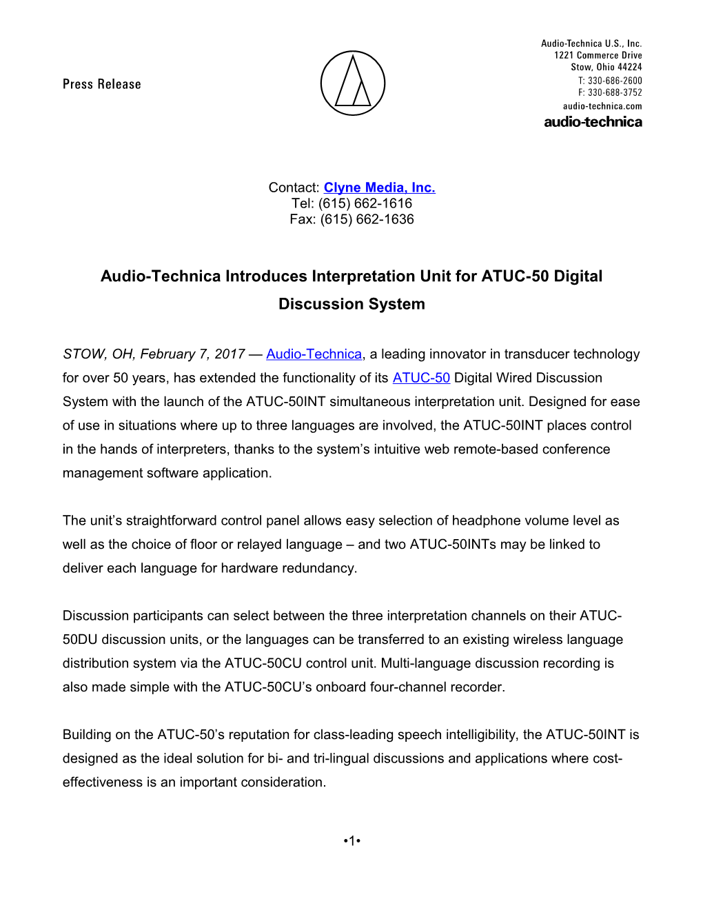 Audio-Technica Introduces Interpretation Unit for ATUC-50 Digital Discussion System