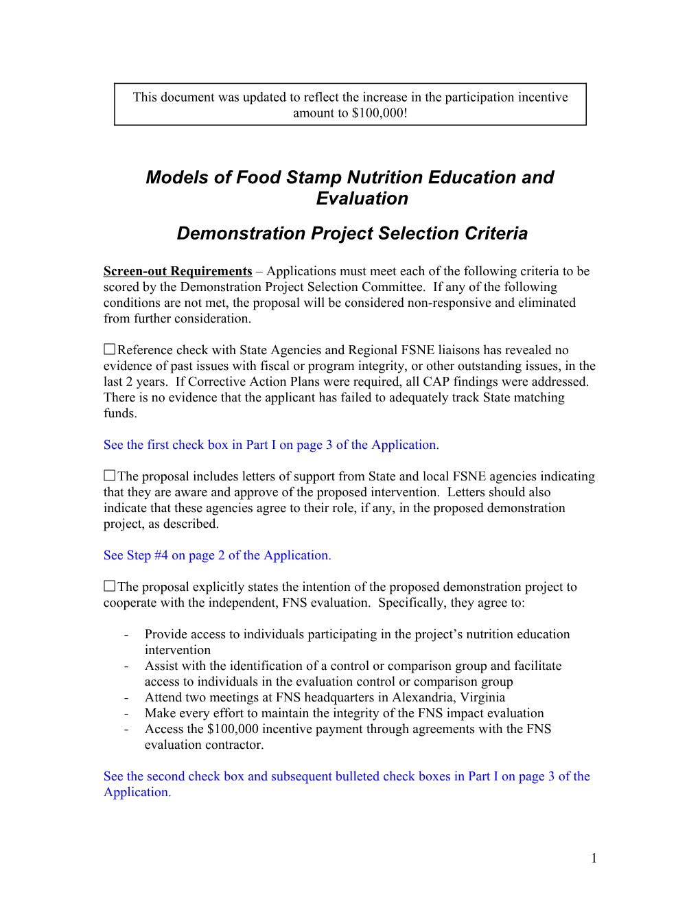 Models of Food Stamp Nutrition Education and Evaluation Demonstration Project Scoring Rubric