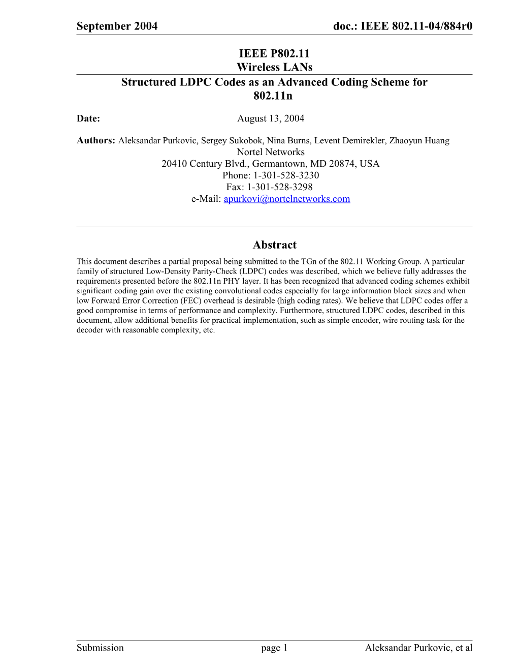 Structured LDPC Codes As an Advanced Coding Scheme for 802.11N