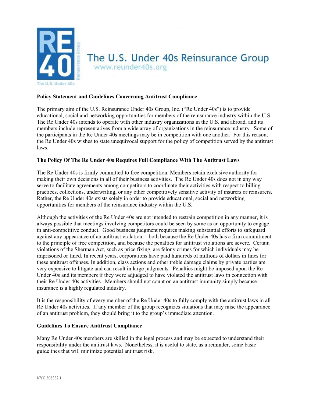 Policy Statement and Guidelines Concerning Antitrust Compliance