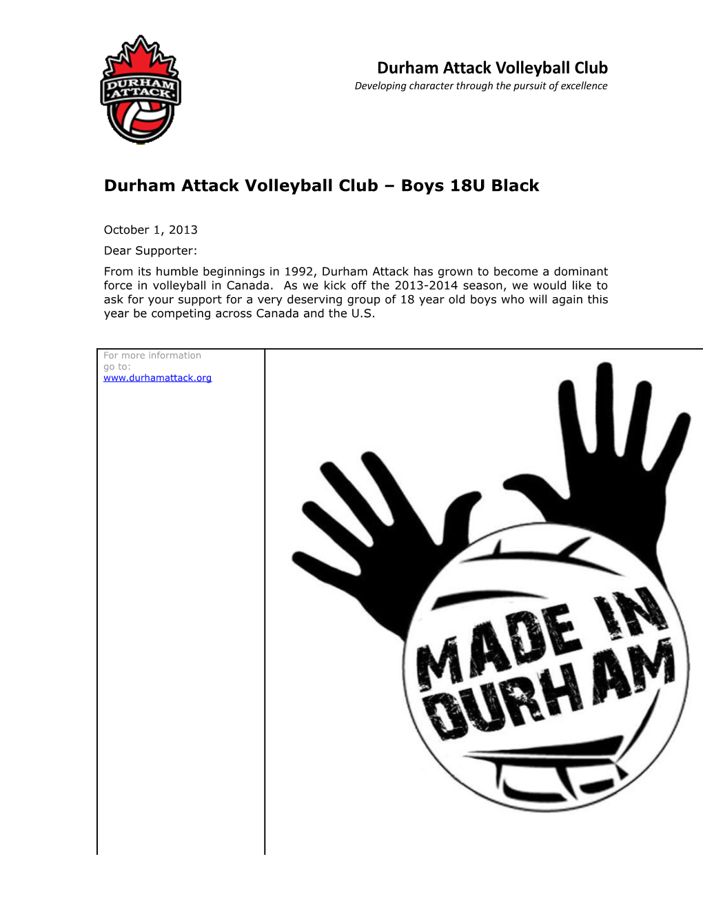 Durham Attack Volleyball Club Boys 18U Black