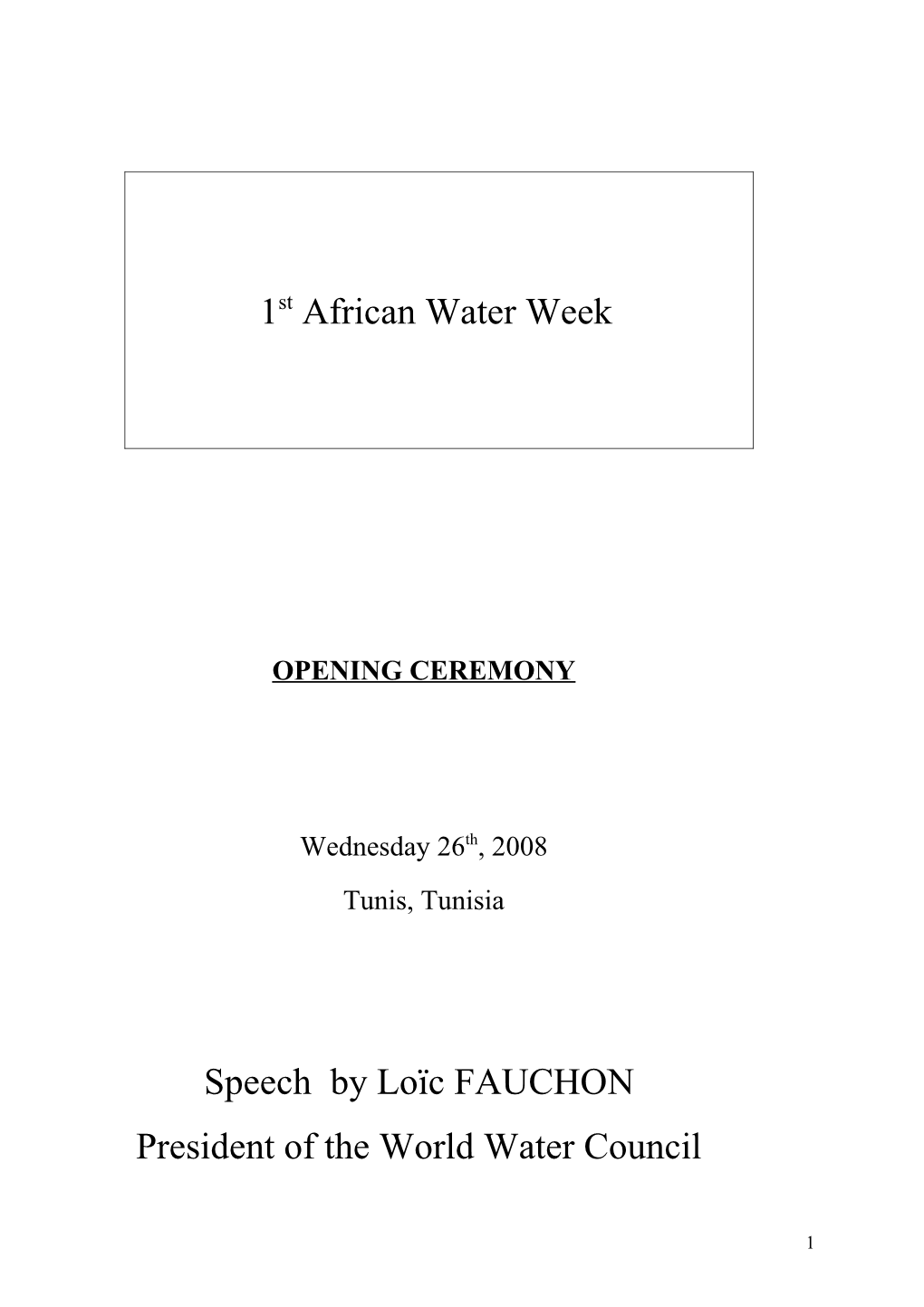 1St African Water Week