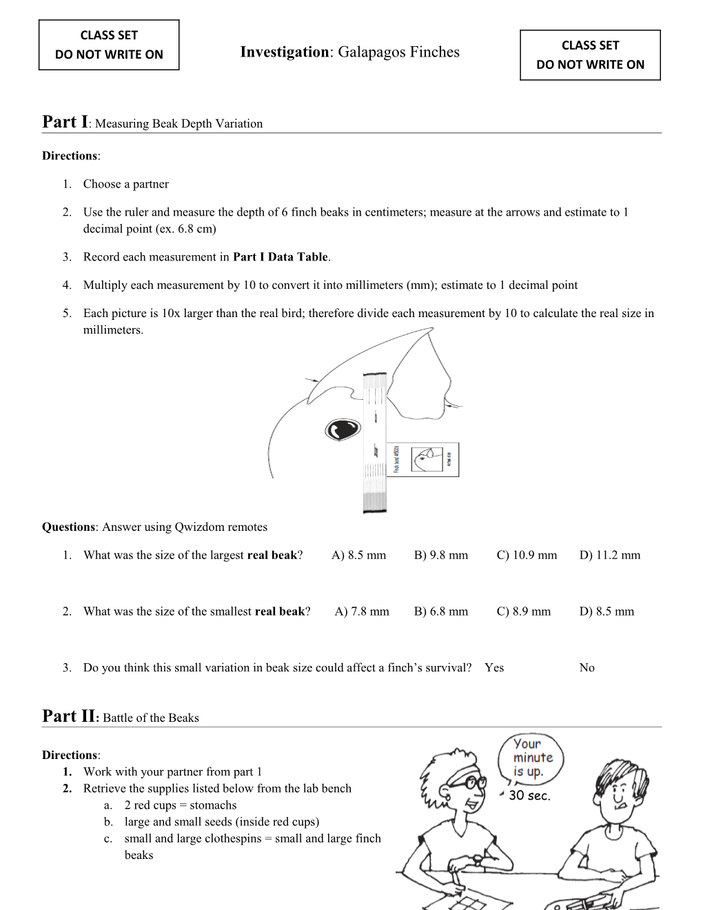 Part I: Measuring Beak Depth Variation