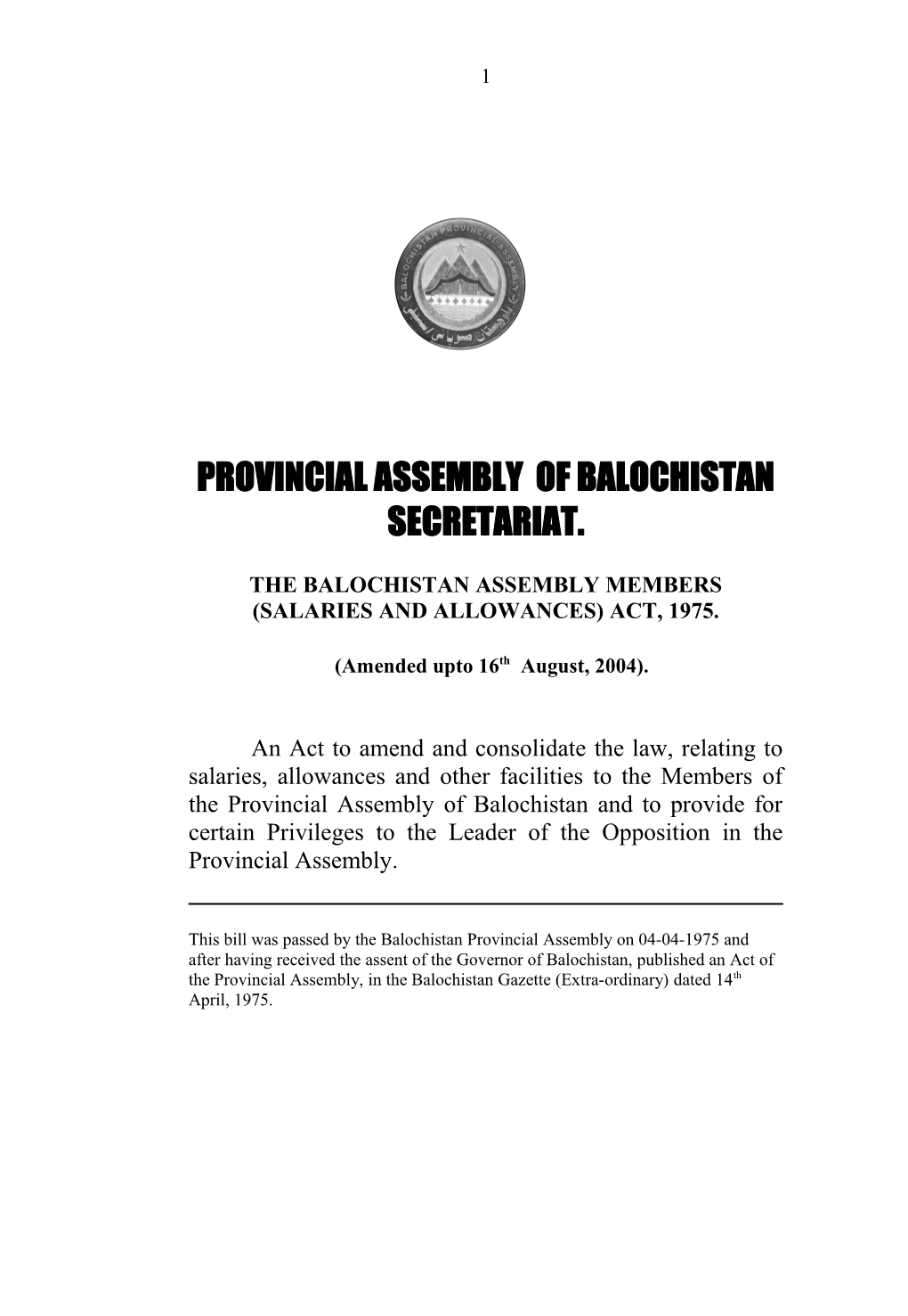 Balochistan Provincial Assembly Secretariat