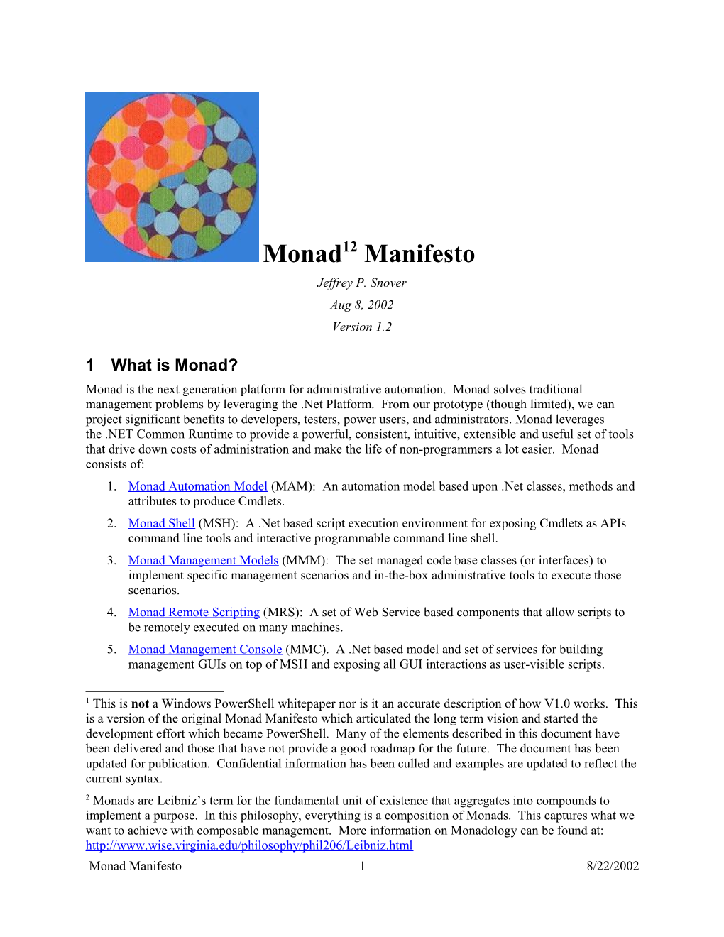 Monad 1 2 Manifesto