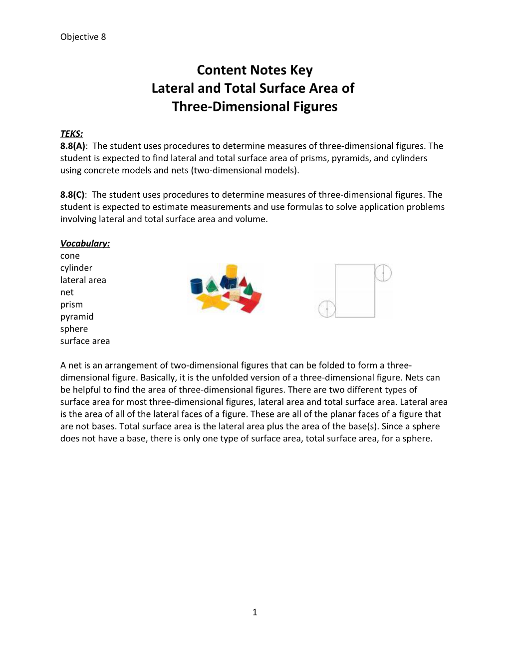 Lateral and Total Surface Area Of