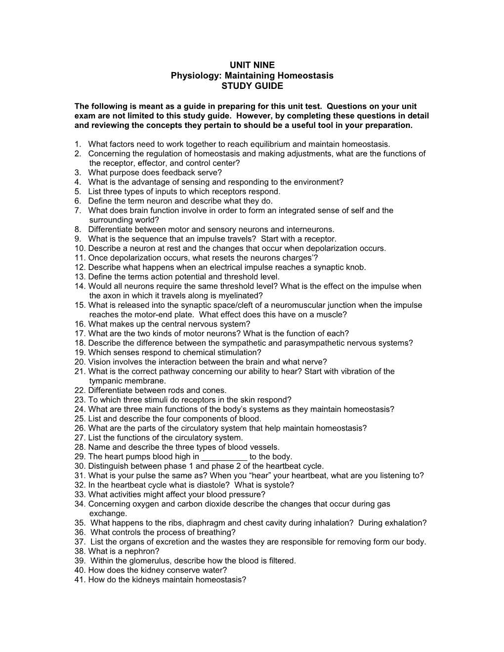 Physiology: Maintaining Homeostasis