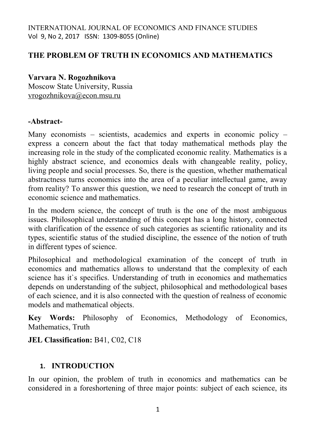 International Journal of Economics and Finance Studies