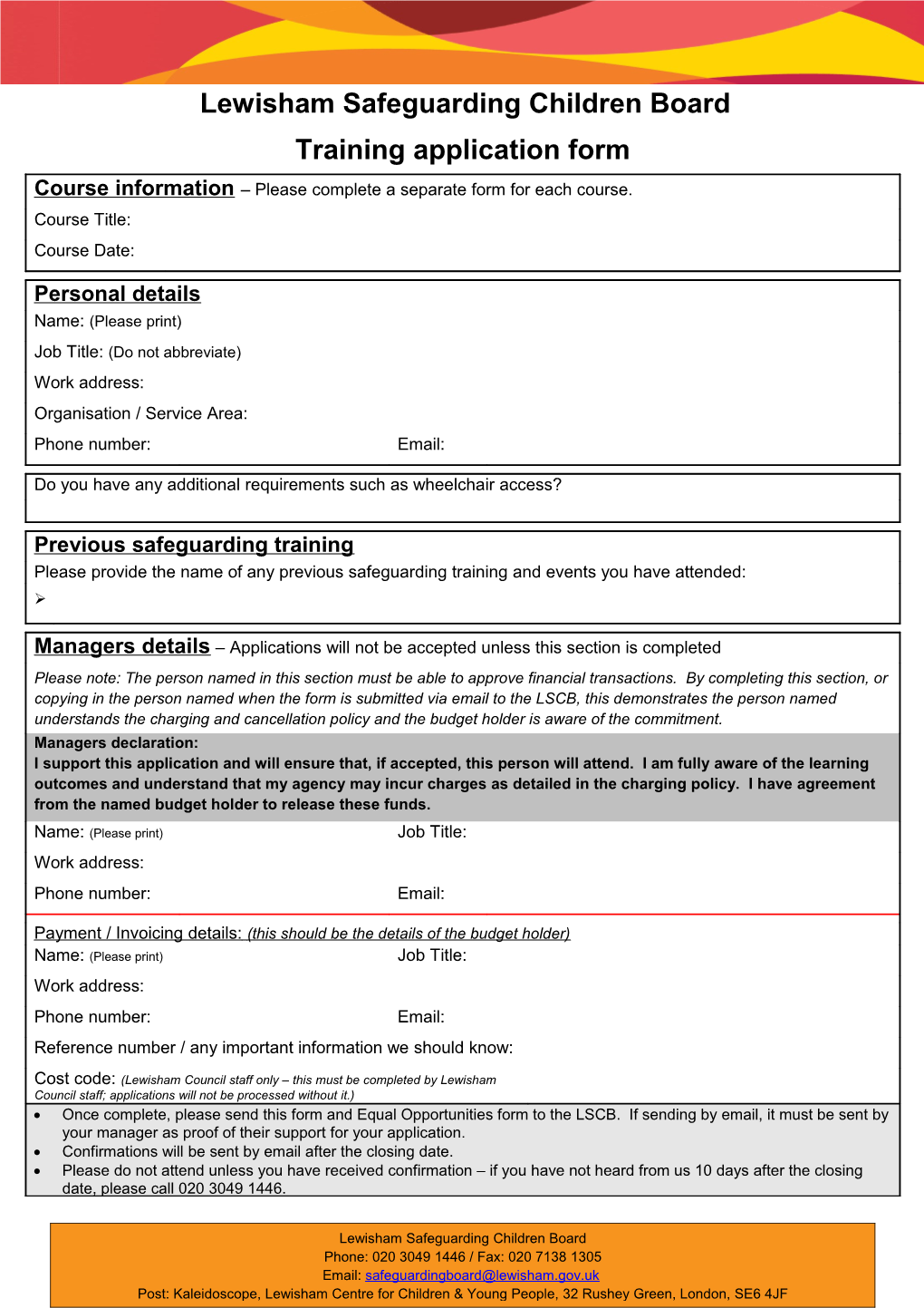 LSCB Application Form