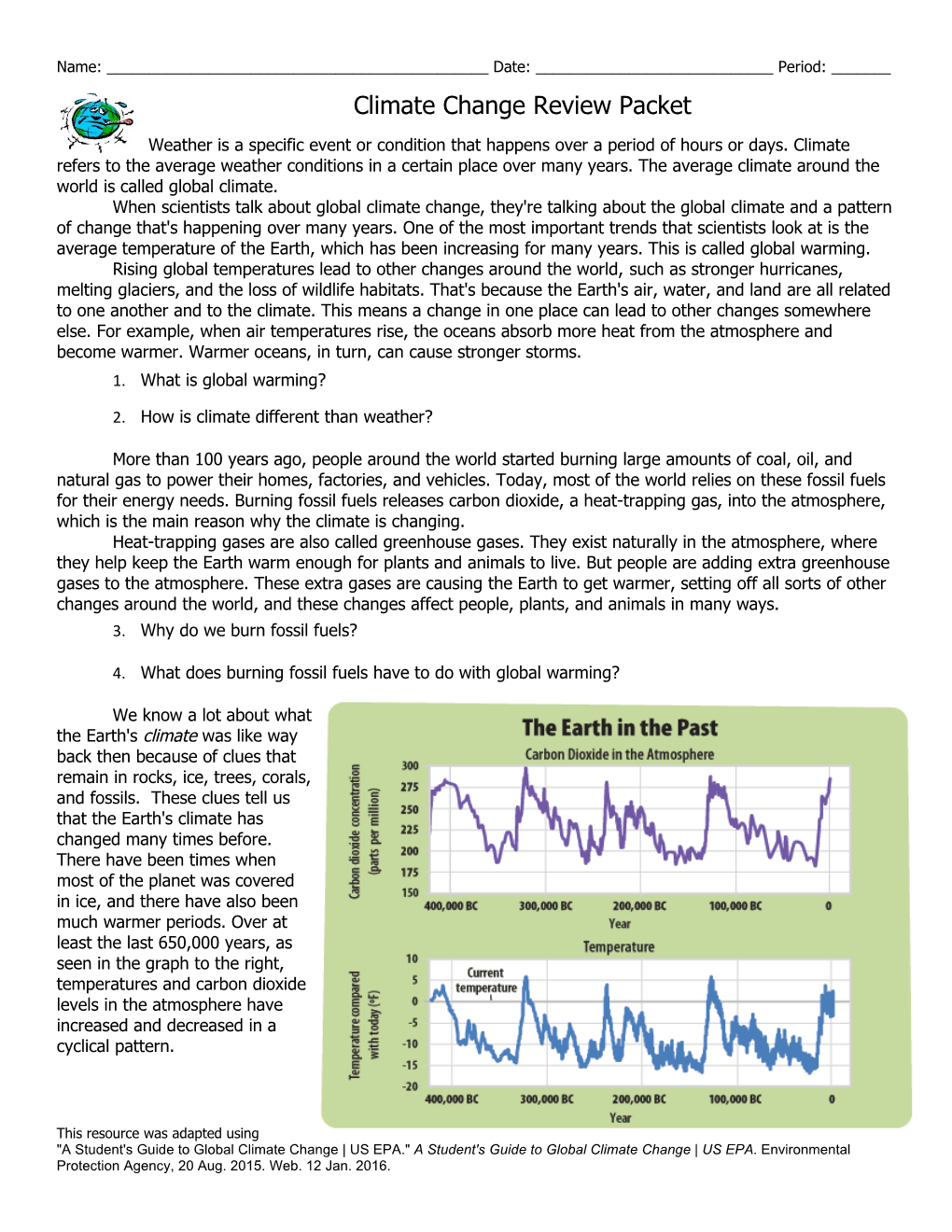 Climate Change Review Packet