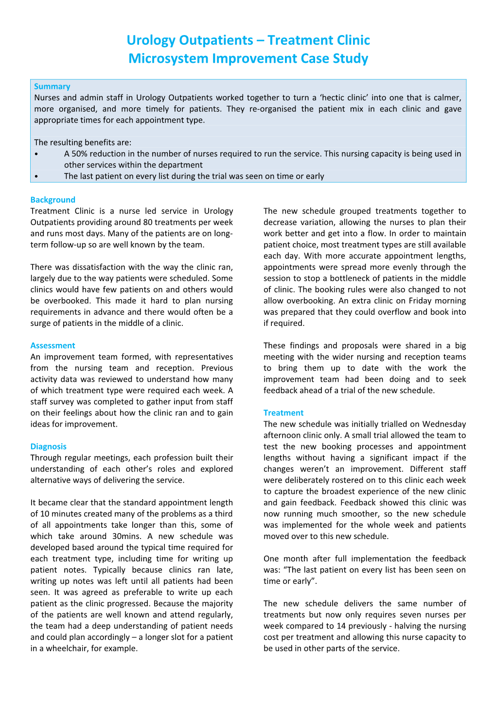 Urology Outpatients Treatment Clinic