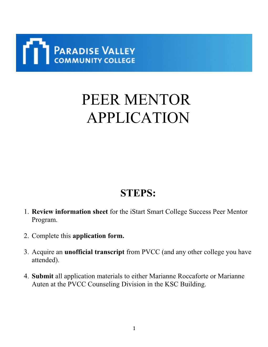 Peer Mentor Program