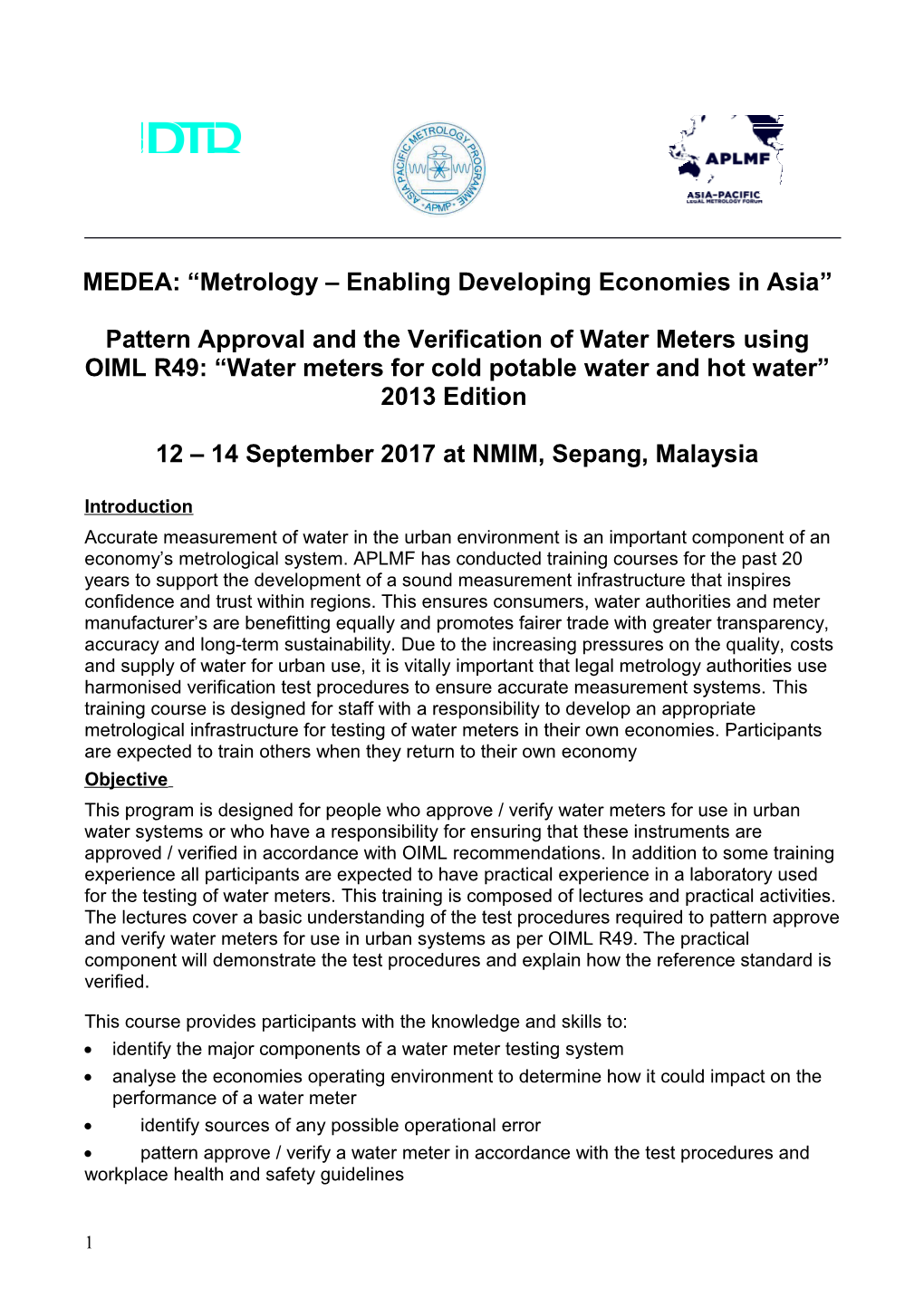MEDEA: Metrology Enabling Developing Economies in Asia