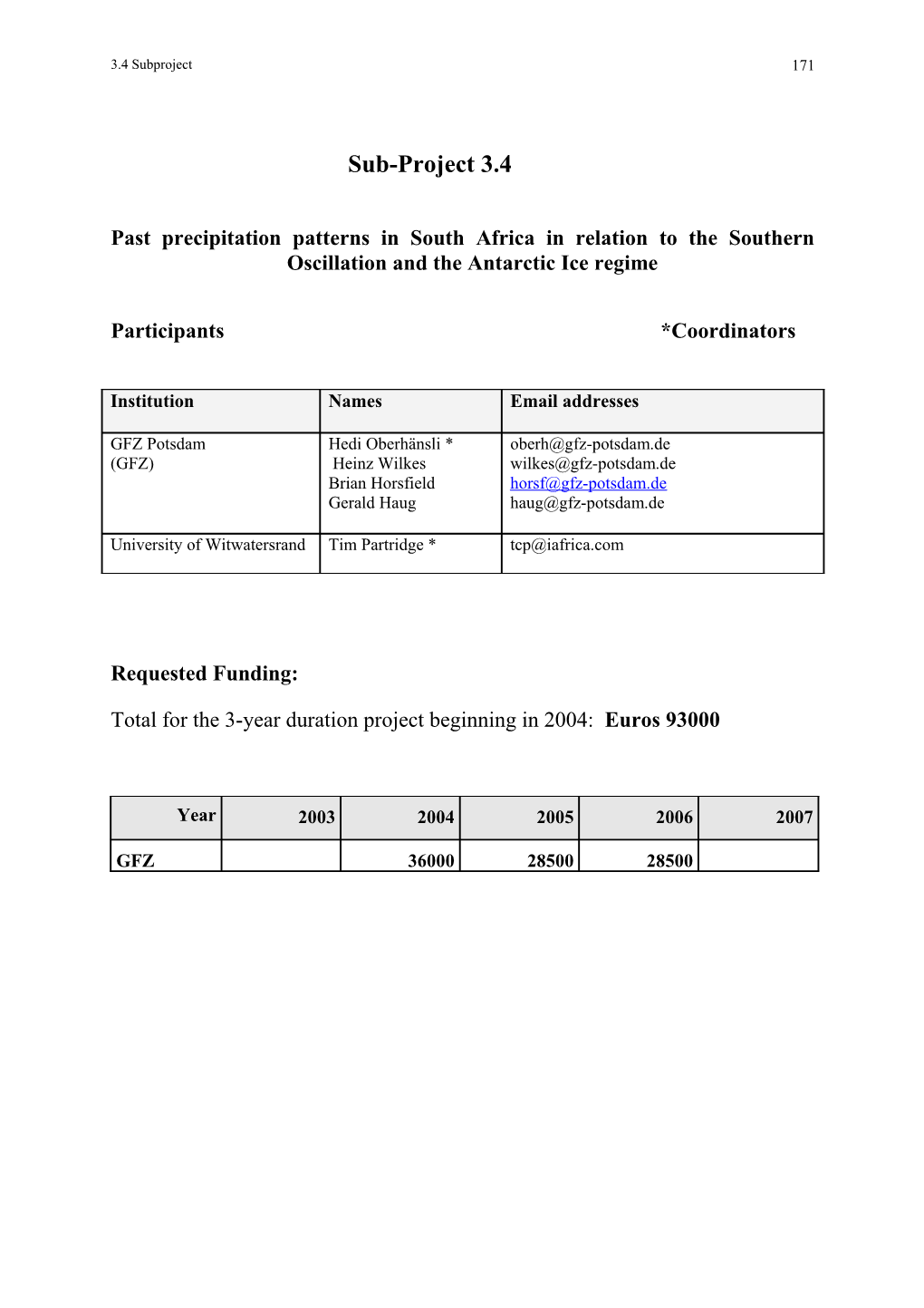 Past Precipitation Patterns in South Africa in Relation to the Southern Oscillation And