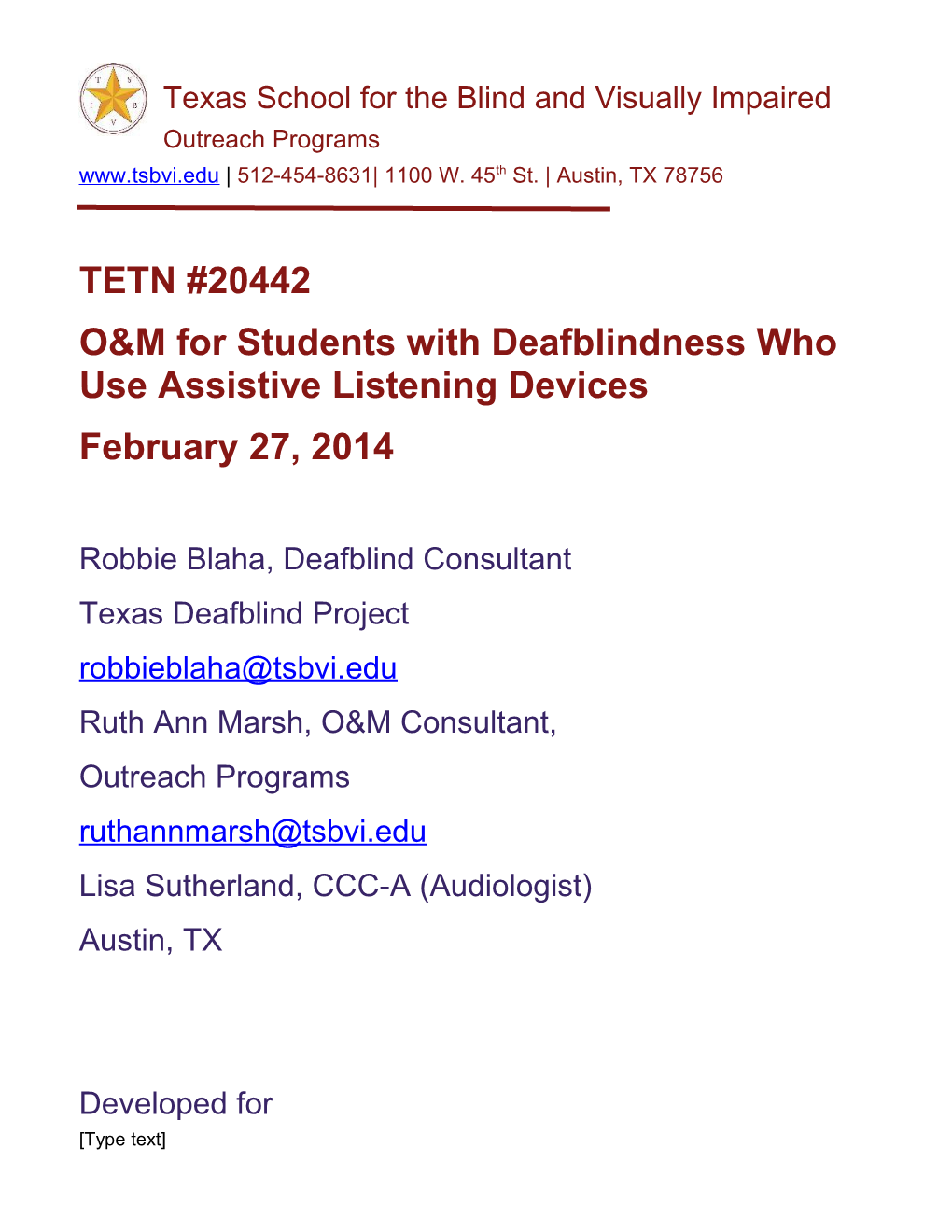 O&M for Students with Deafblindness Who Use Assistive Listening Devices