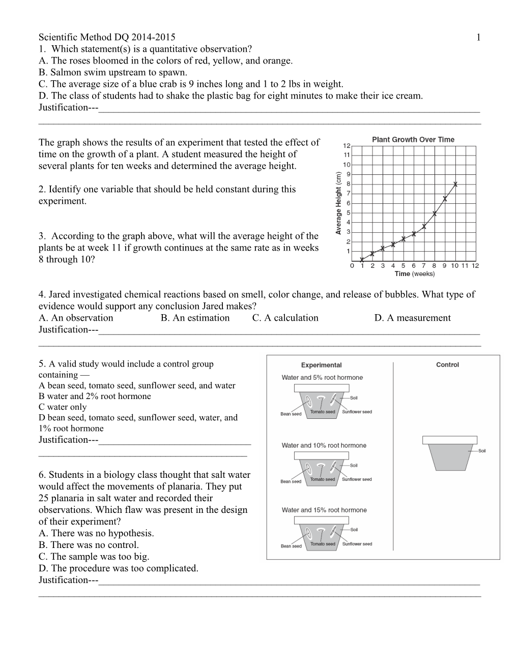 1. Which Statement(S) Is a Quantitative Observation?