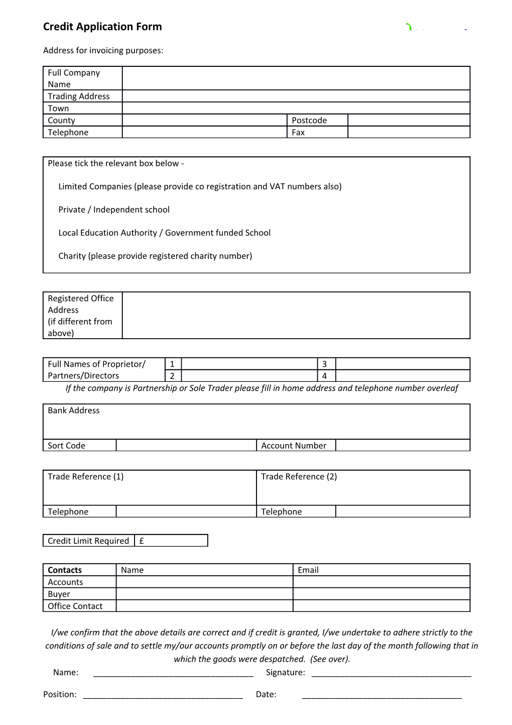 Address for Invoicing Purposes